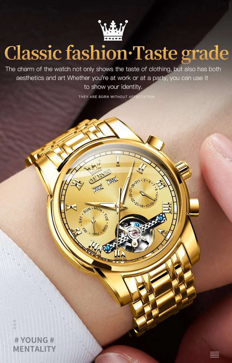 Olevs Automatic Mechanical Watch for Men Date