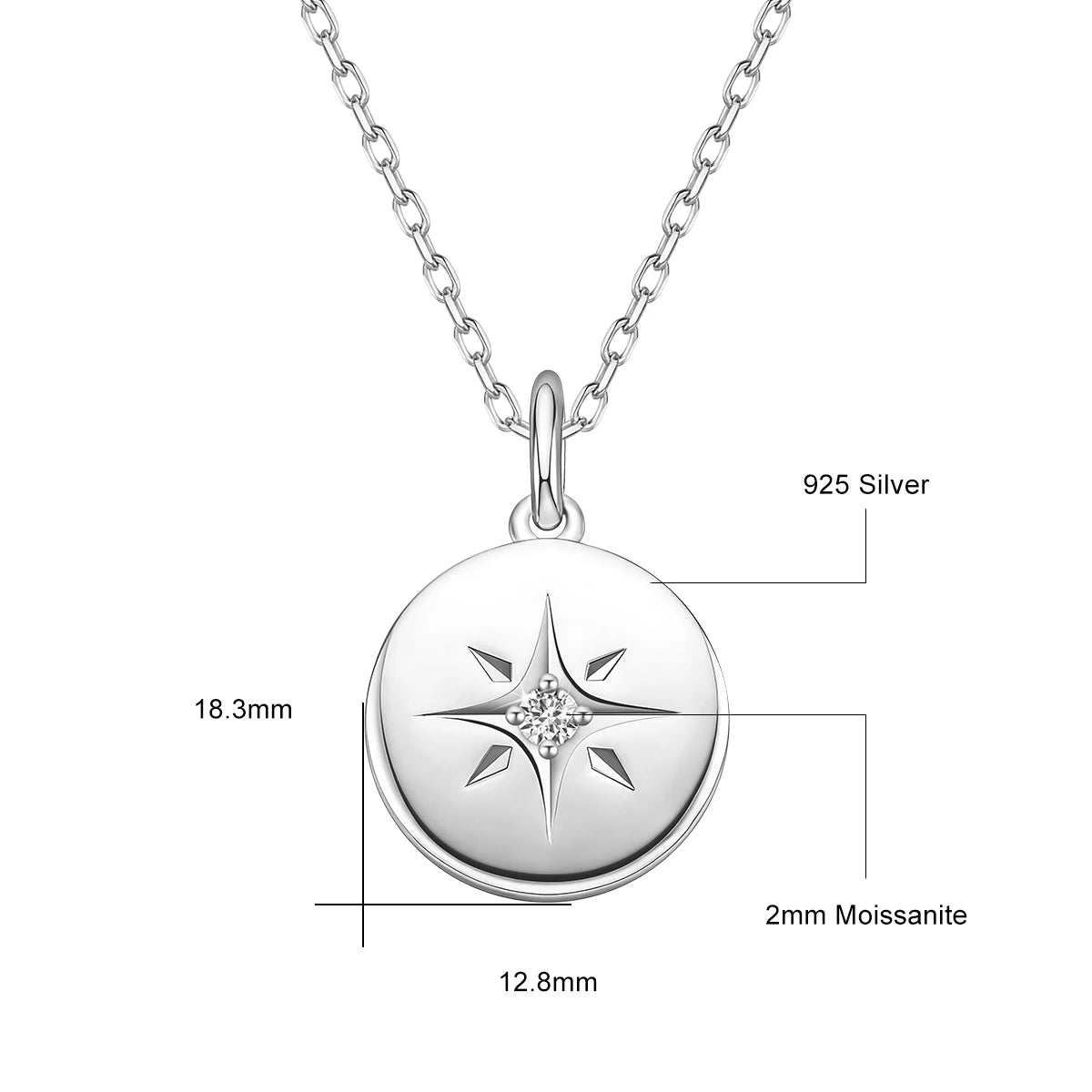 925 Silver Round Star Pendant Necklaces For Women
