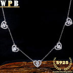 Genuine S925 Sterling Silver Necklace  5-Color Heart