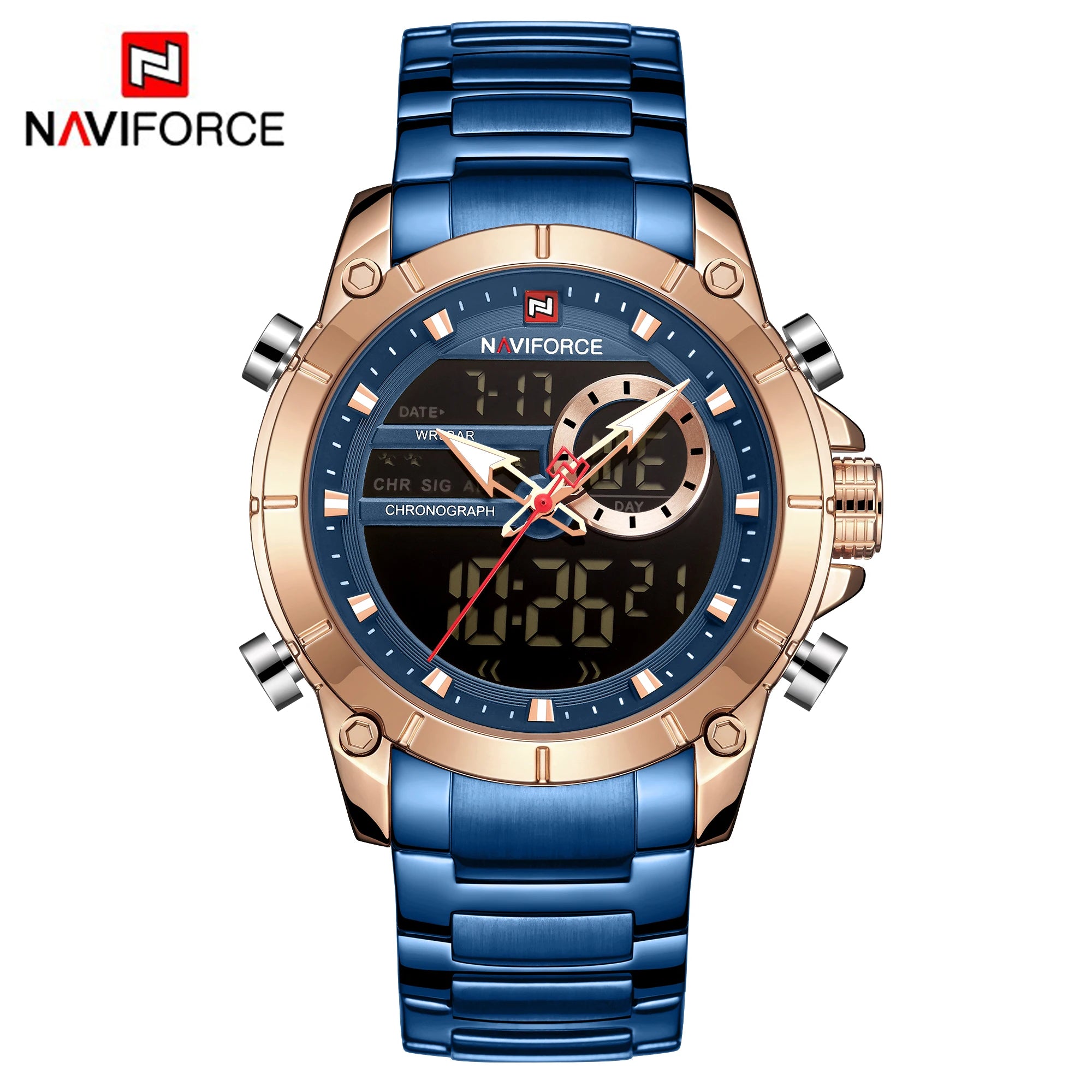 NAVIFORCE 9163 Luxury Original Sport Wrist Watch For - RGBE