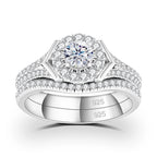Ensemble de 2 bagues de fiançailles en moissanite avec