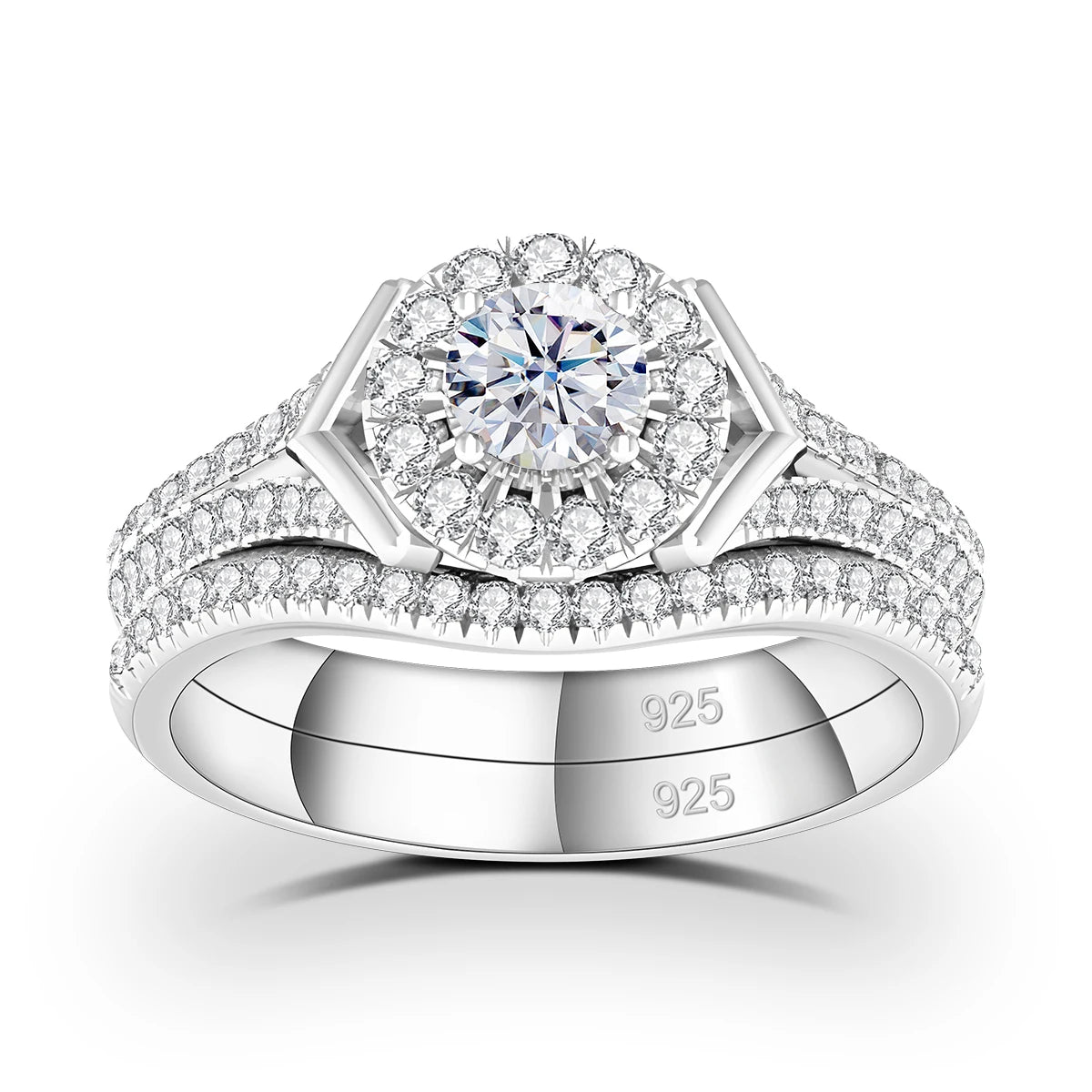 2pcs Moissanite Rings Set For Engagement With