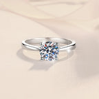 Classic 4-Prongs 925 Silver Moissanite Rings For