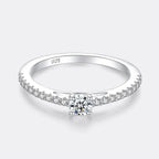 Real 925 Sterling Silver Small Moissnaite Ring For