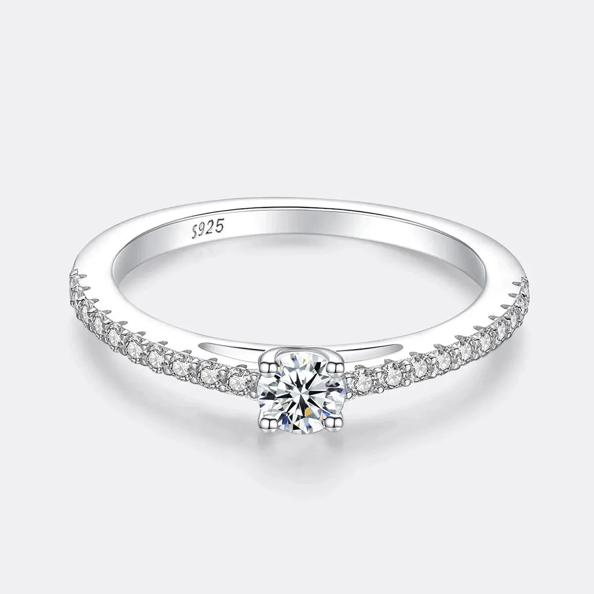 Real 925 Sterling Silver Small Moissnaite Ring For