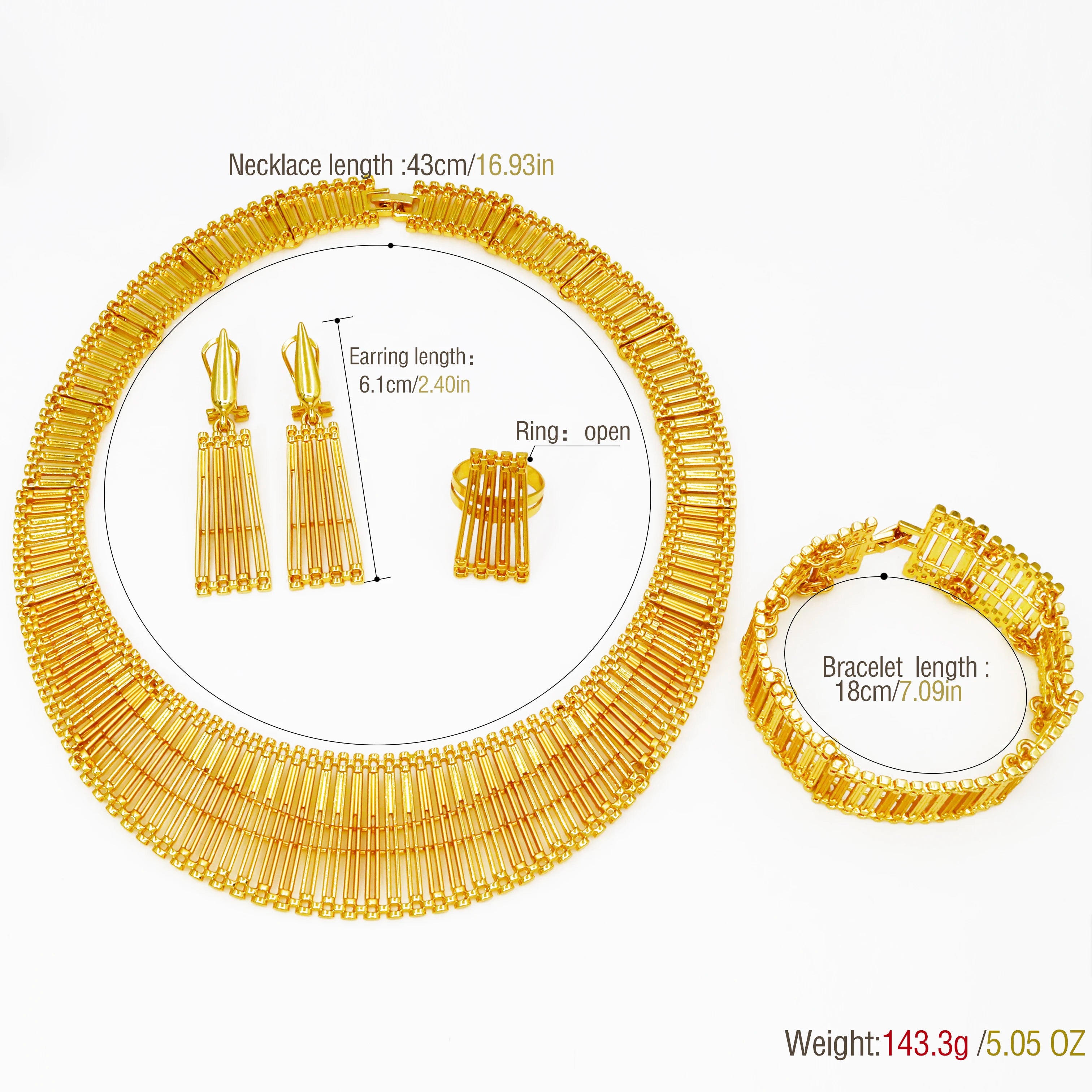 Ytjx Africal Wedding Jewelry Set Luxury Gold Plate