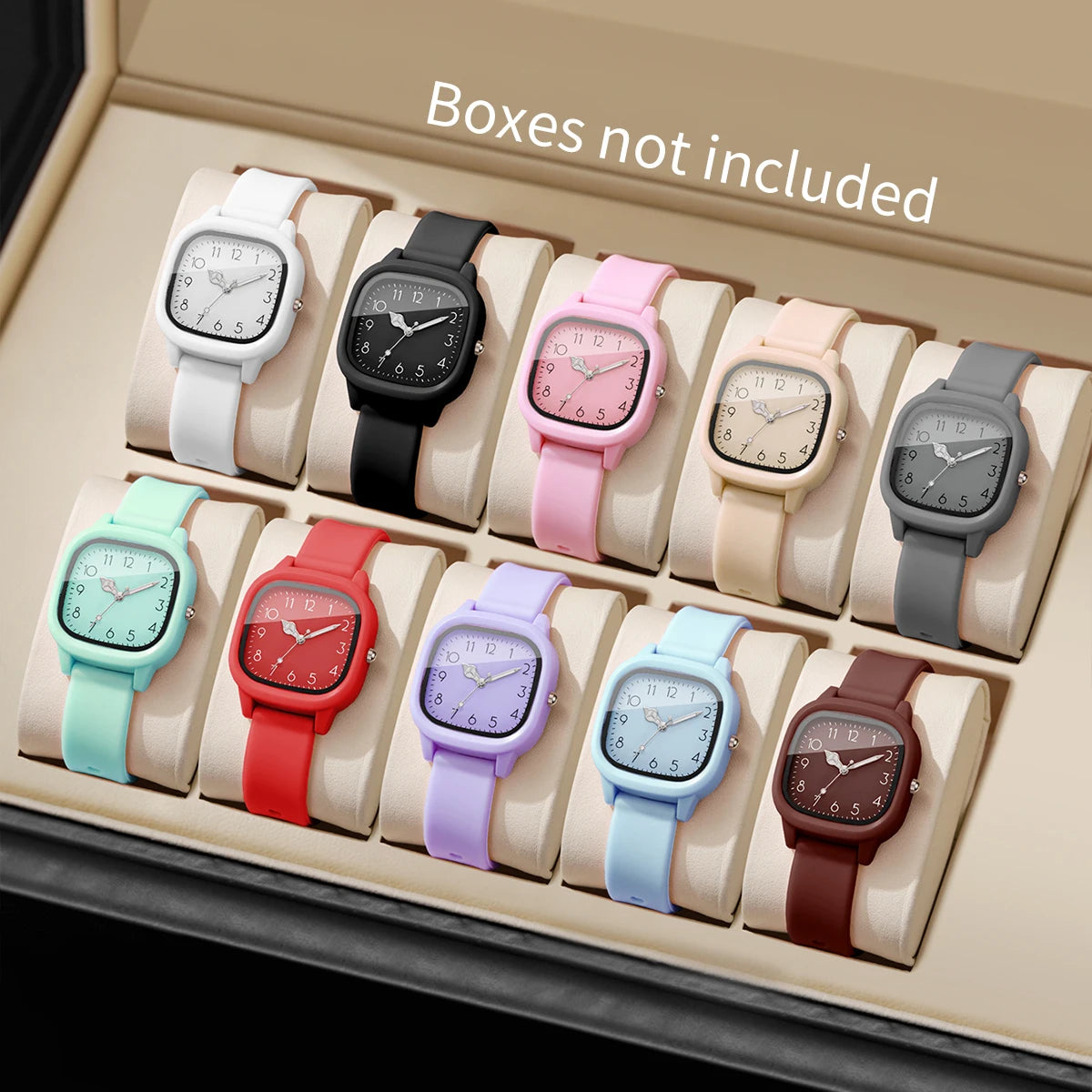 1/3/10PCS Fashion Silicone Band Women Quartz Watches - 10PCS Set No Box