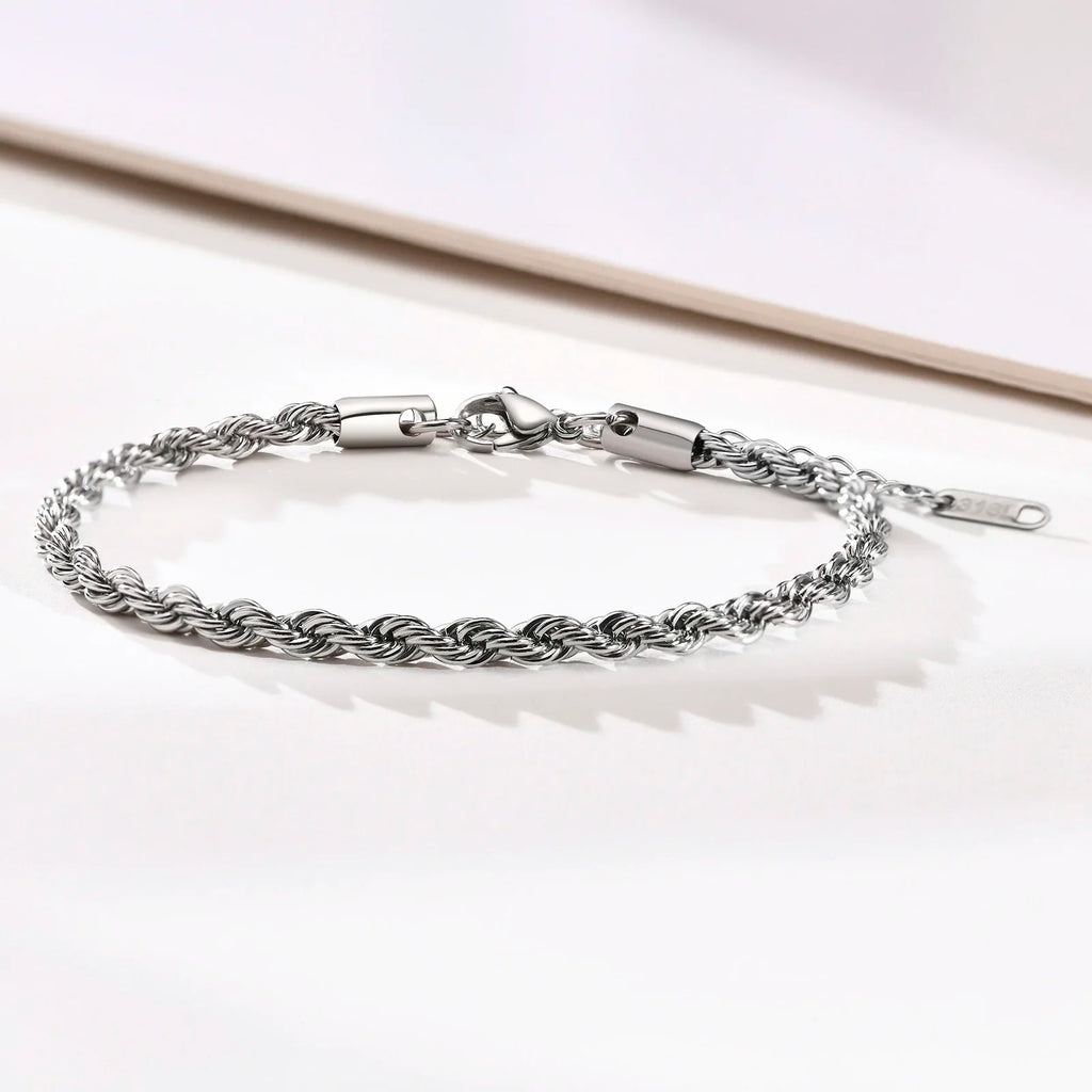 2-5MM Stainless Steel Rope Bracelets for Boys,Adju