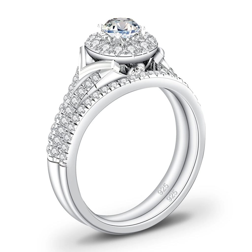 2pcs Moissanite Rings Set For Engagement With