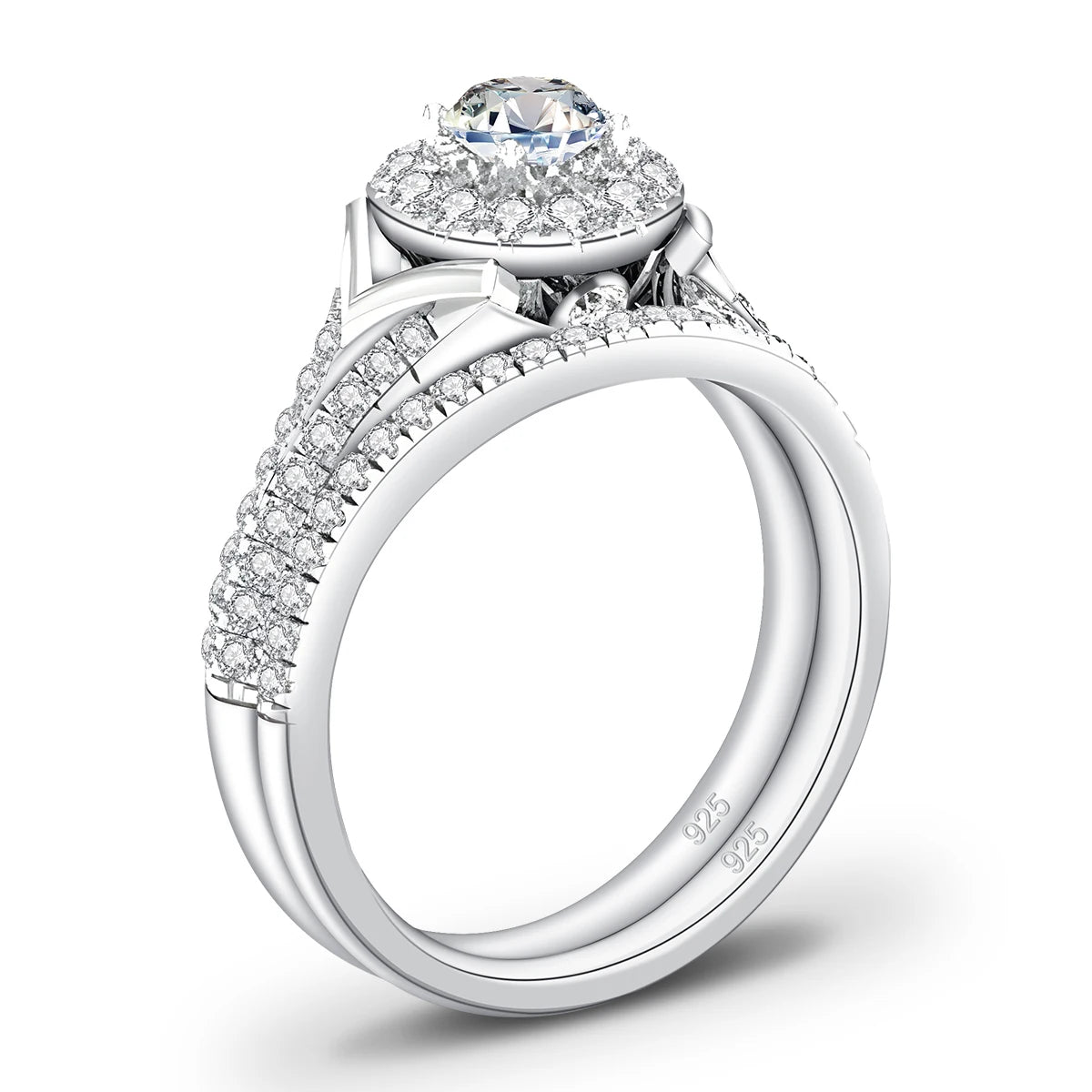 2pcs Moissanite Rings Set For Engagement With