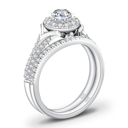 2pcs Moissanite Rings Set For Engagement With
