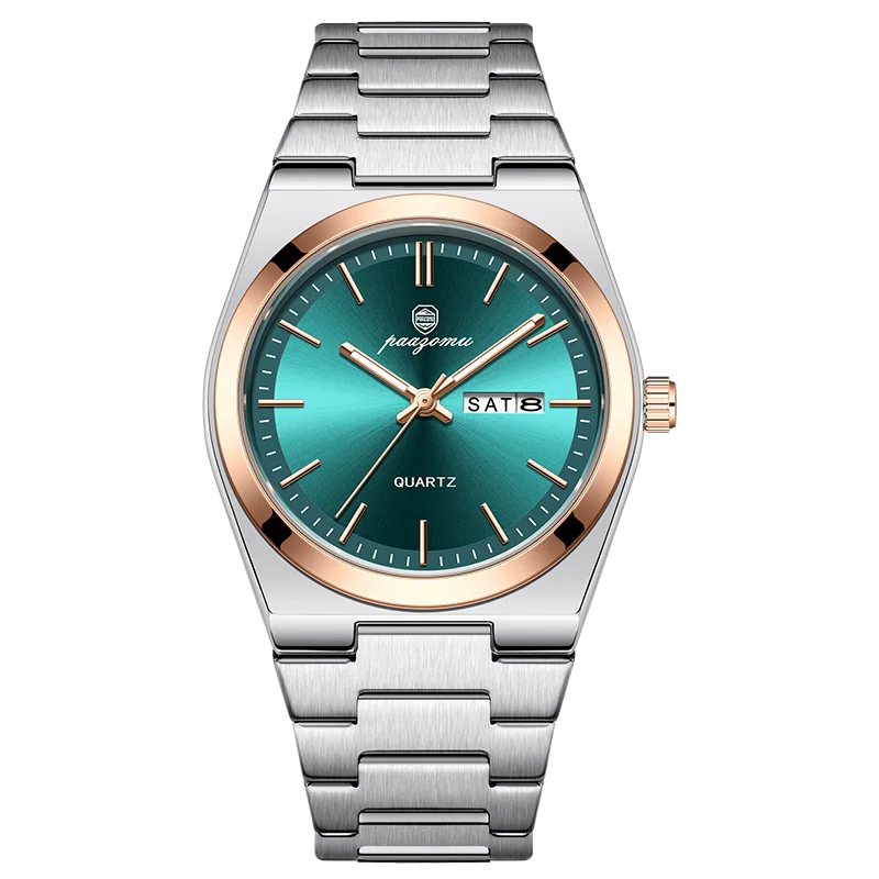 PAAZOMU Luxury Quartz Man Wristwatch Sport Men Watches - M930  RoseGold Green