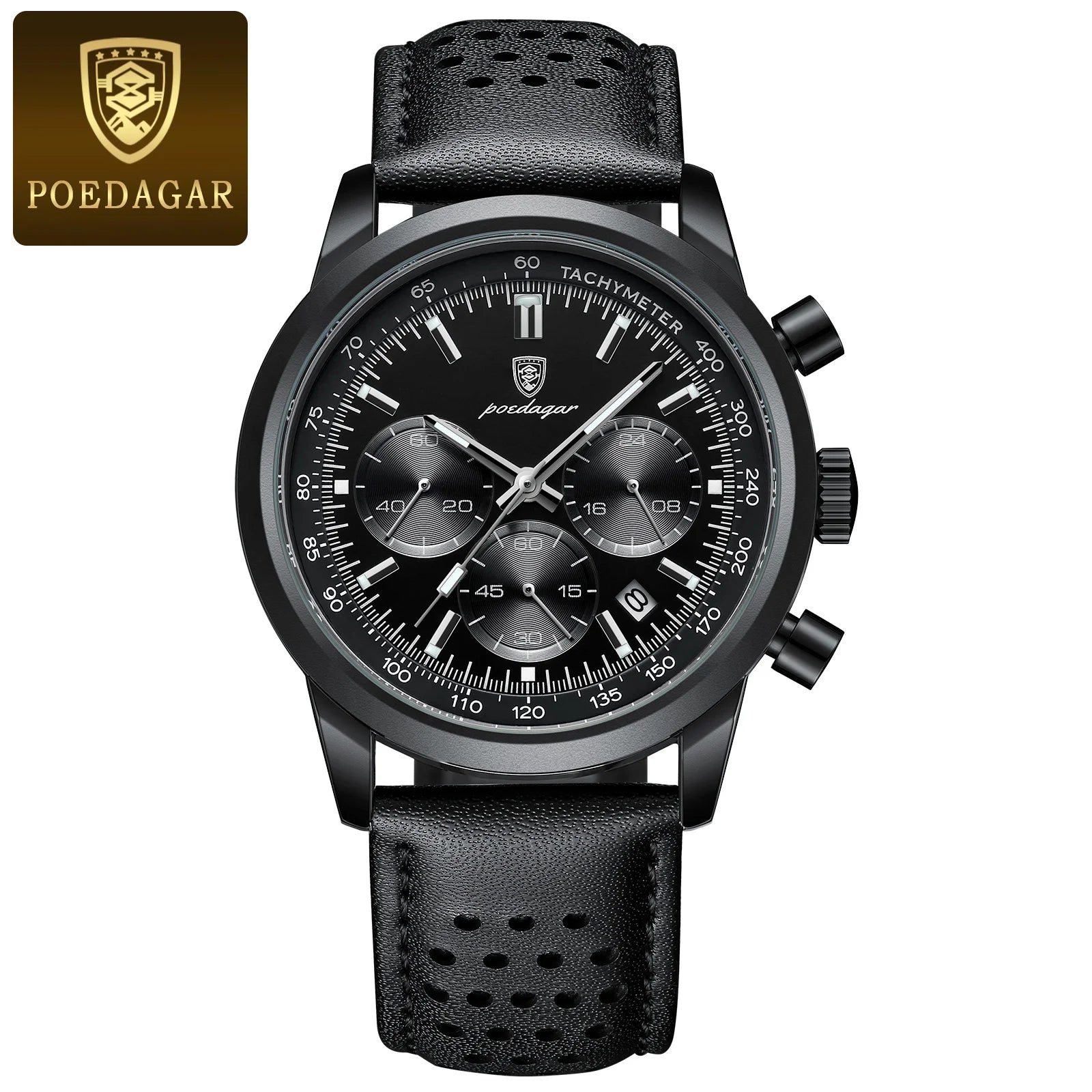 POEDAGAR Top Brand Men's Quartz Watch Waterproof - 921 Black Black, 921 Black Black 1