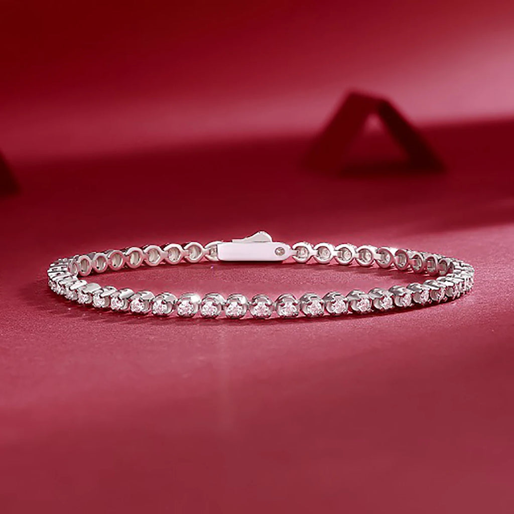 Jiuzuan 925 Sterling Silver Tennis Bracelet, Hip