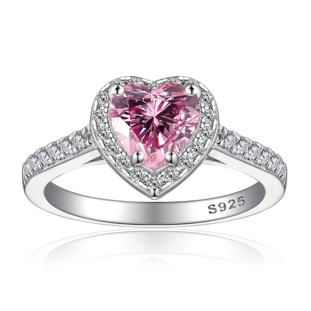 1-2ct Pink Heart Moissanite Rings with Certificate