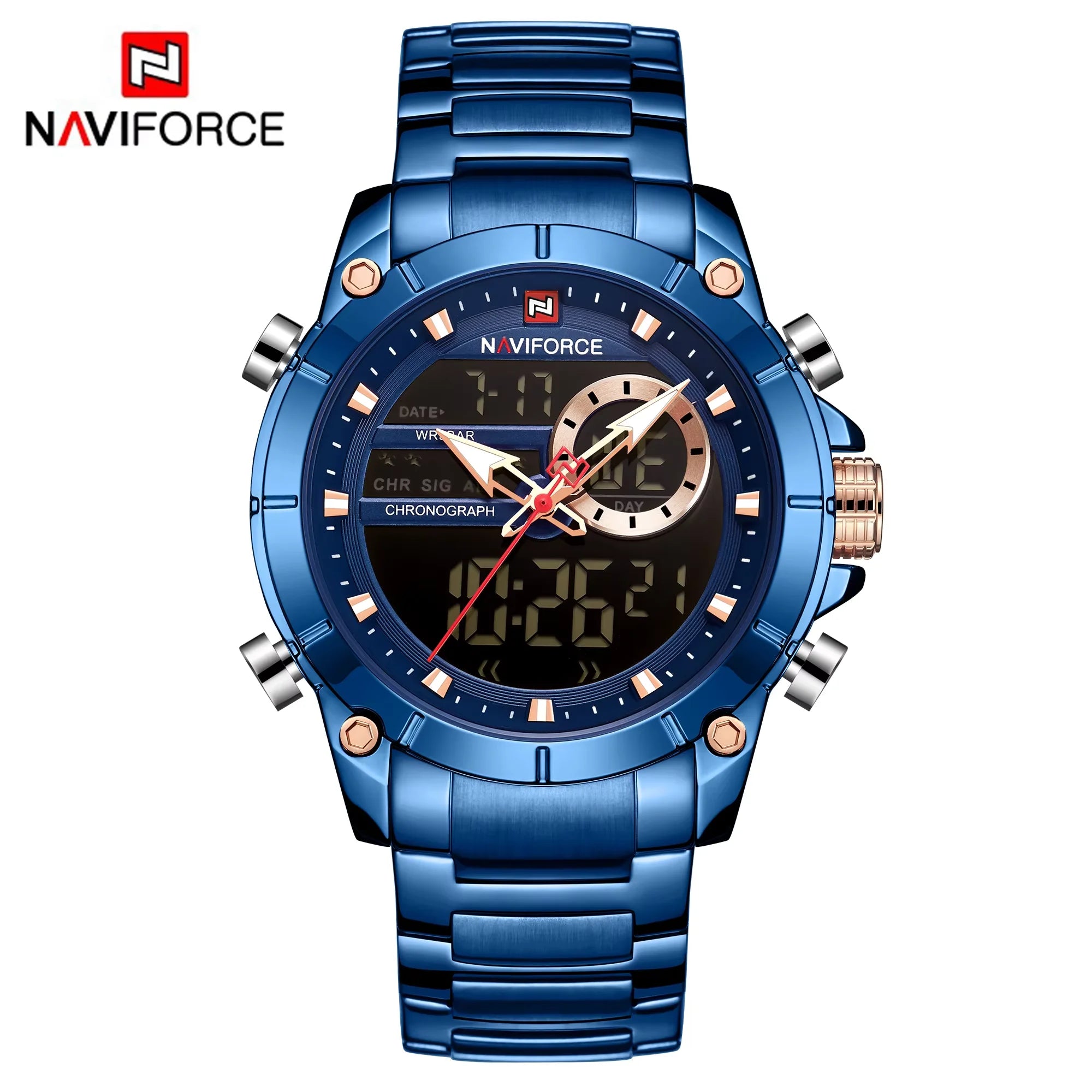NAVIFORCE 9163 Luxury Original Sport Wrist Watch For - BEBE-