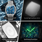 OLEVS New Design Tonneau Watch Men Luminous Waterproof