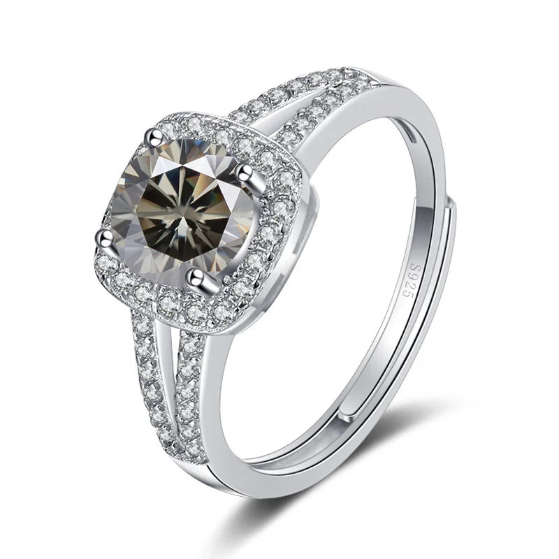 JoyceJelly 13-farbiger echter Moissanitring 1 Karat 6,5 MM