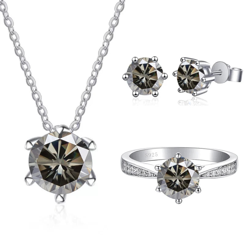 JoyceJelly Moissanite Jewelry Set With 1CT D Color