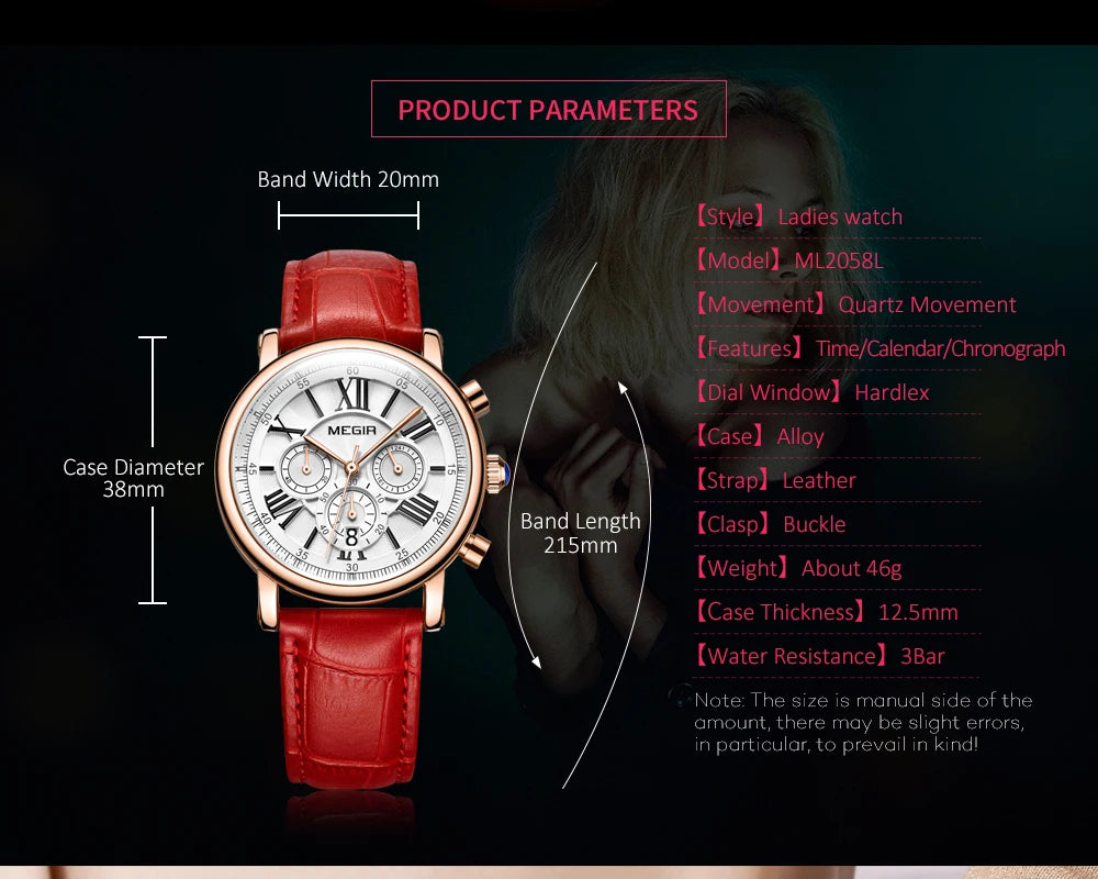 Megir Luxury Fashion Quartz Watch for Female Stude.