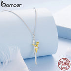 BAMOER 925 Sterling Silver Two-tones Hug Necklace,