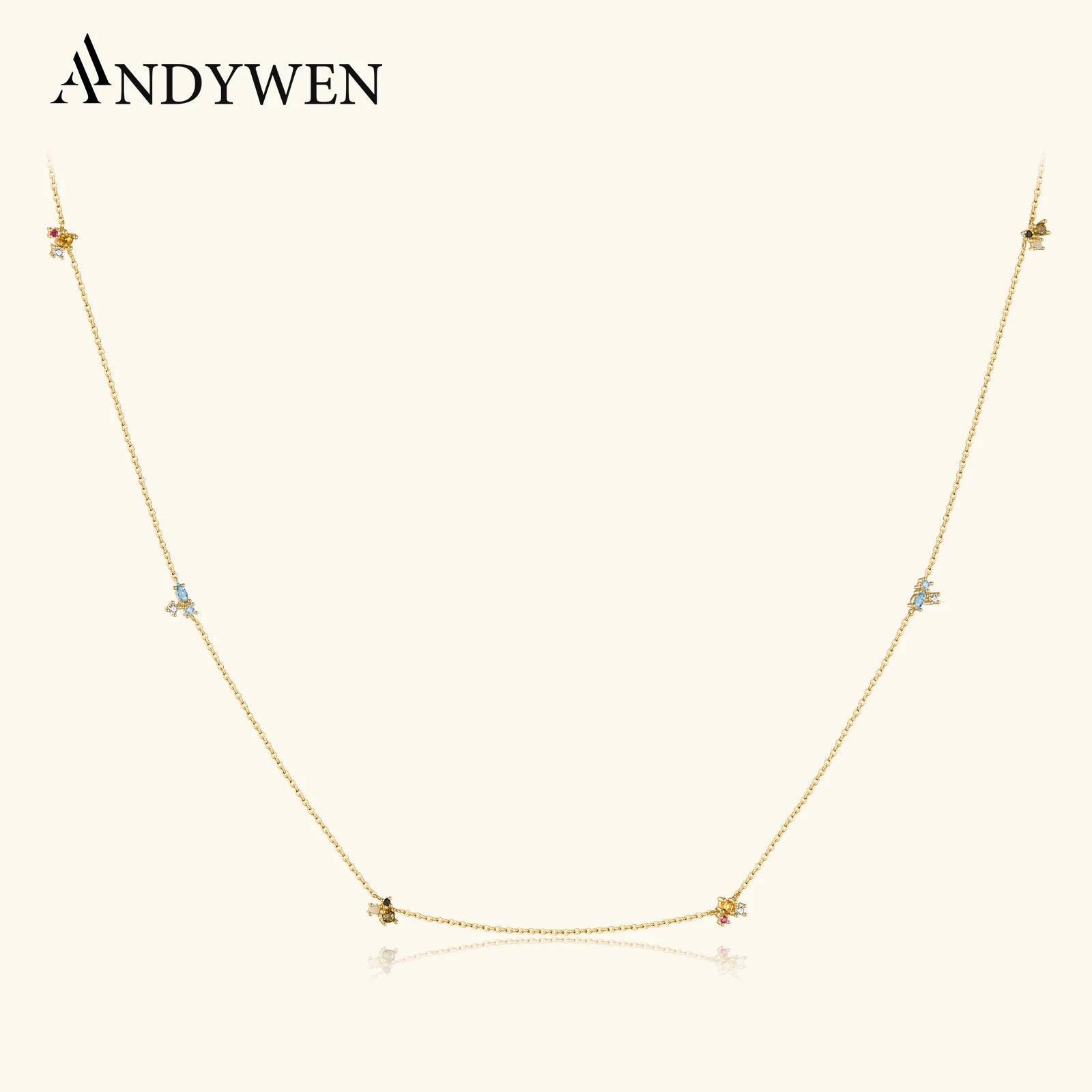 Andywen 925 Sterling Silver Gold Olive Yellow.