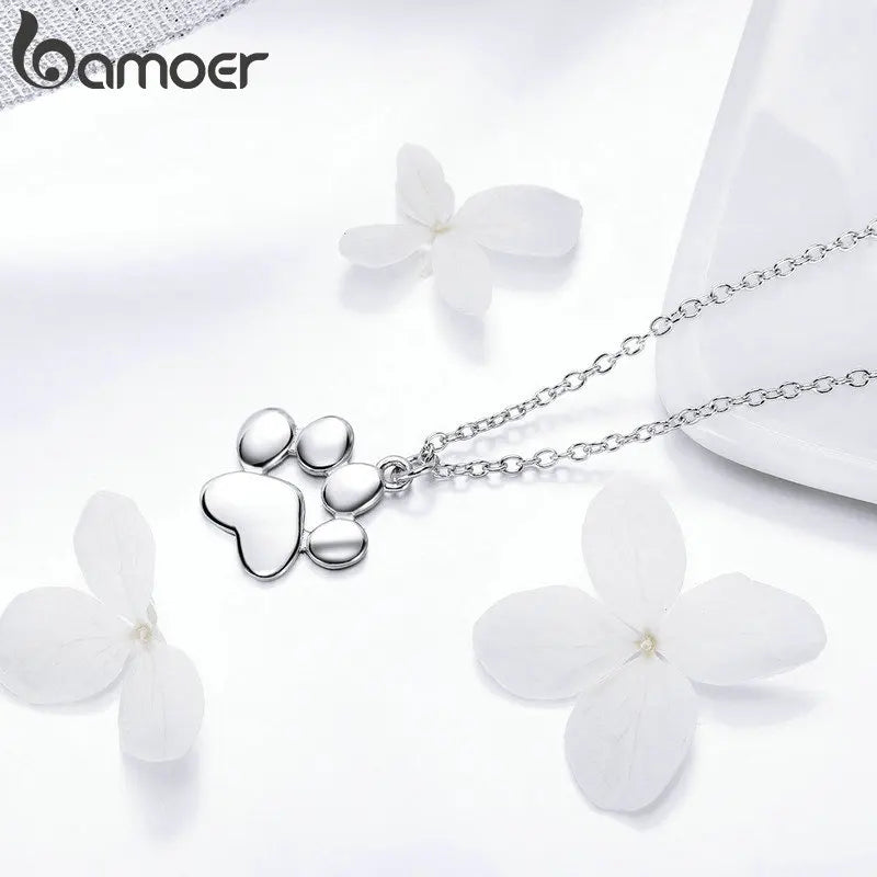 Bamoer HOT Sale Gold Silver Cat Paw Necklace Dog.