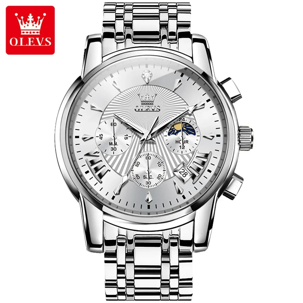 Olevs Men's Quartz Watches Top Brand Stainless