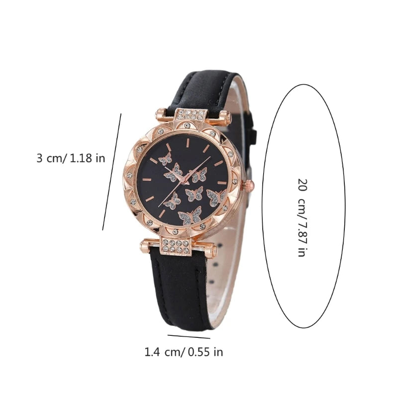 Elegant Butterfly Jewelry Set Women Watch Crystal.
