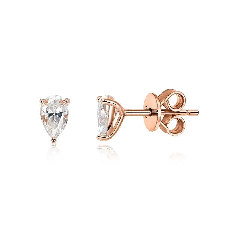 Smyoue 0.5CT 1CT Pear Cut Certified Moissanite Stud - rose gold color / 0.5CT and 0.5CT, rose gold color / 2CT and 2CT, rose gold color / 1CT and 1CT, rose gold color / 0.8CT and 0.8CT, rose gold color / 4ct and 4ct