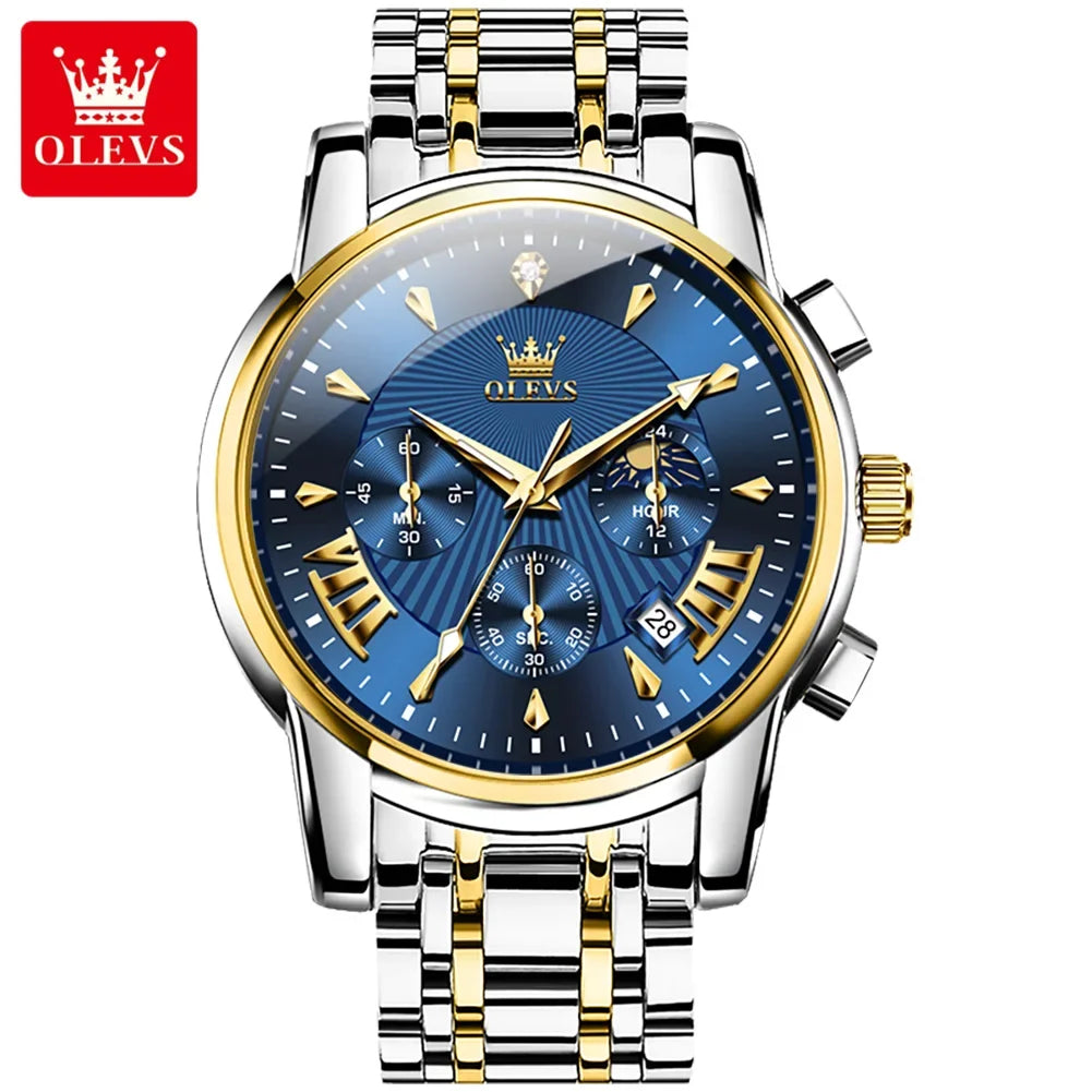 Olevs Men's Quartz Watches Top Brand Stainless