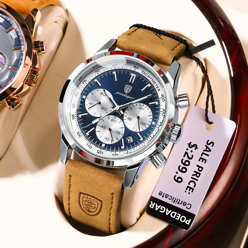 POEDAGAR Top Brand Men's Quartz Watch Waterproof