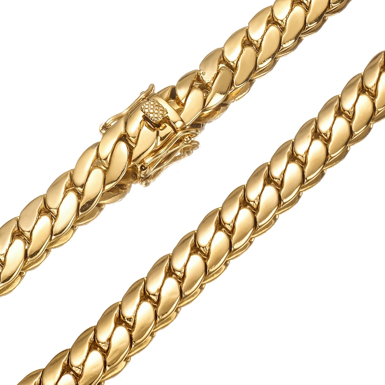 Hip Hop Bling Gold Cuban Link Chain Necklace For Men,
