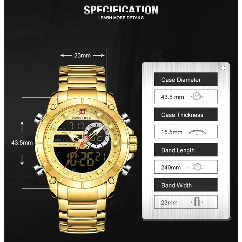 NAVIFORCE 9163 Luxury Original Sport Wrist Watch For