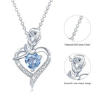 Romantic 925 Silver Necklace Rose Heart Design