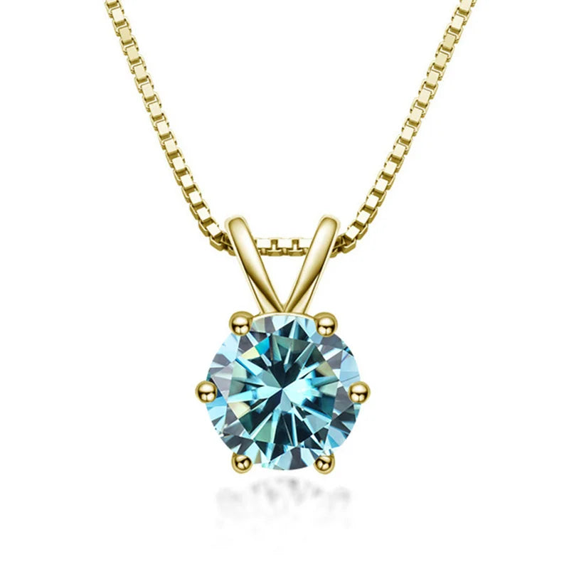 Bague Ringen 100% 925 Sterling Silver 1ct Moissanite - blue gold