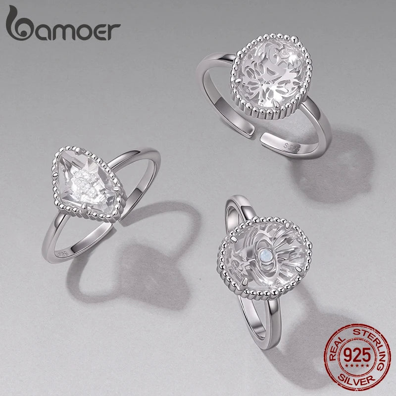 Bamoer 925 Sterling Silver Geometric rings