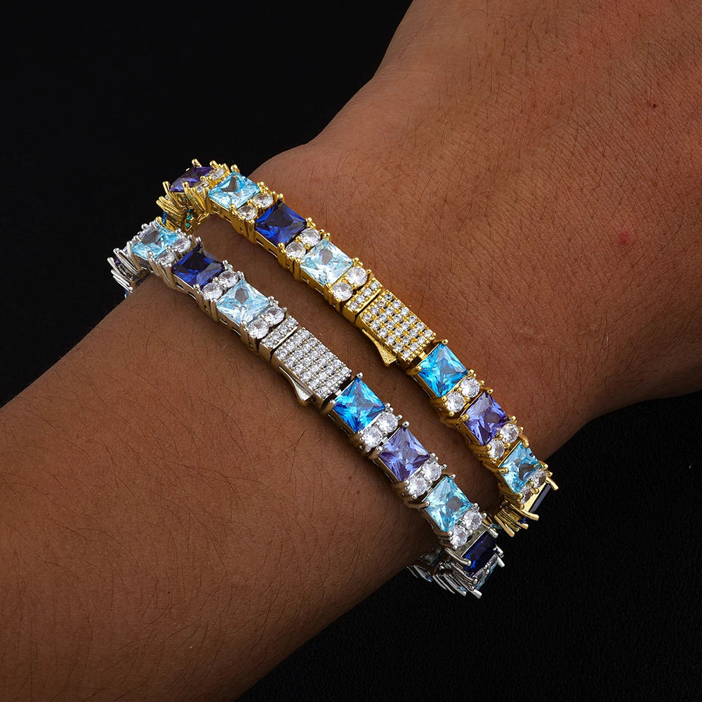 Hip Hop Iced Out Jewelry New 7MM Wide Inlaid Colorful