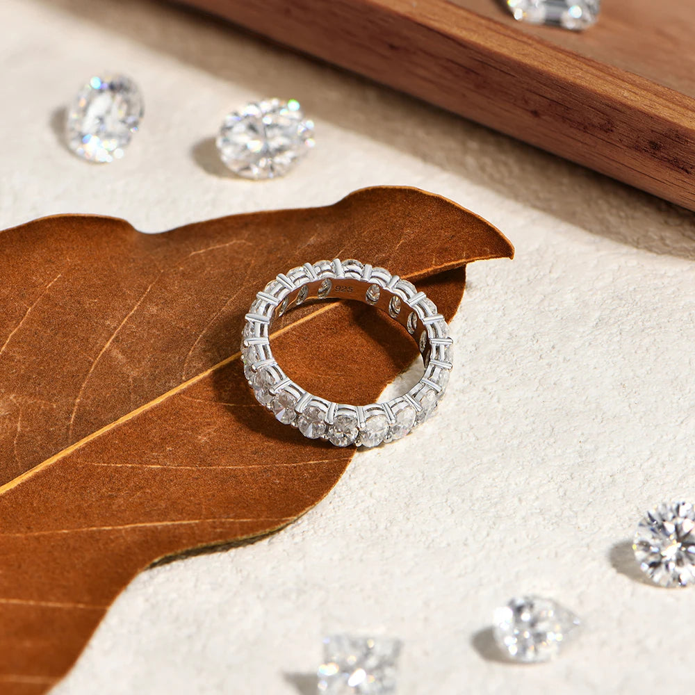 Attagems Moissanite Eternity Rings for Women Gold