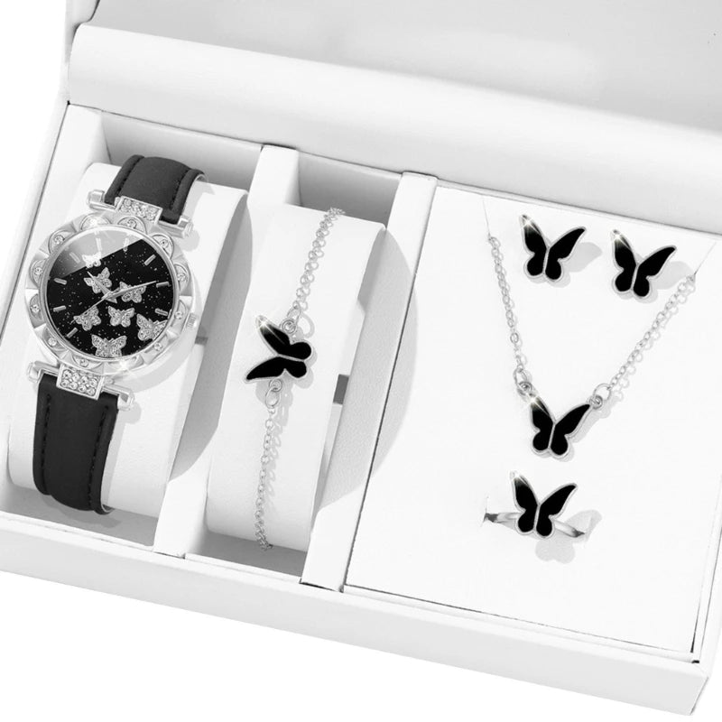 Elegant Butterfly Jewelry Set Women Watch Crystal.