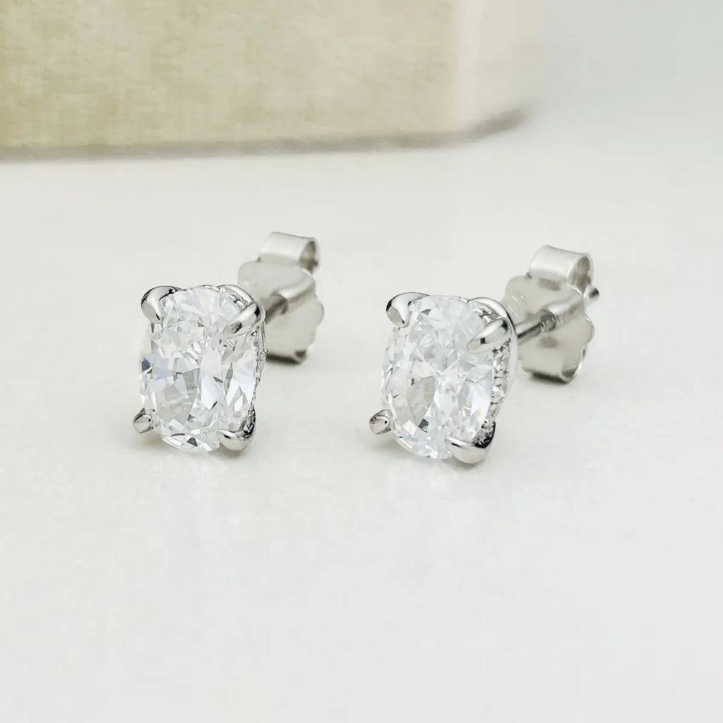 Dezo Total 4 Carats Oval Cut Moissanite Earring