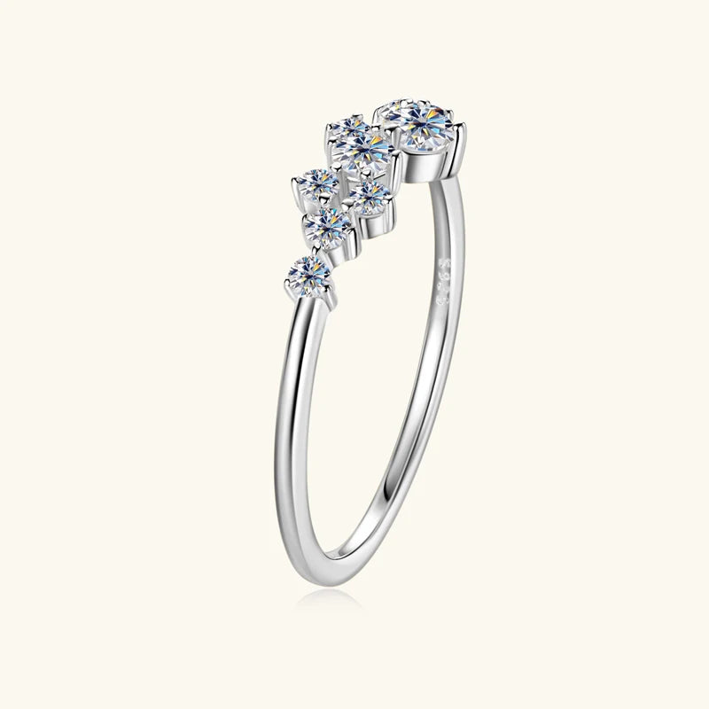 Anziw Real S925 Ring Cluster Moissanite Sterling