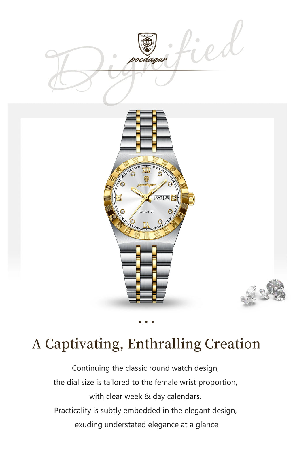Poedagar Casual Ladies Watch Luminous Waterproof