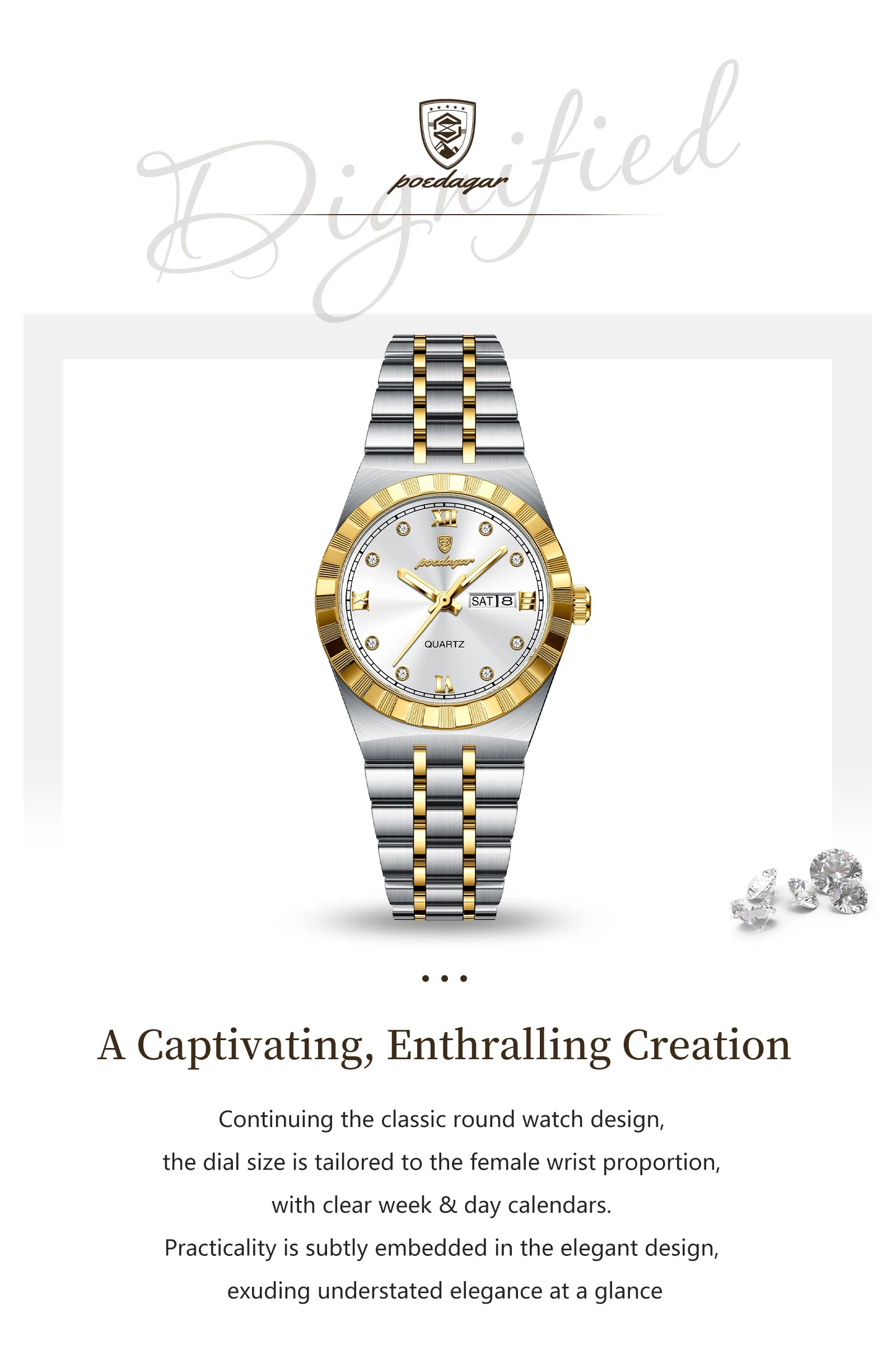 Poedagar Casual Ladies Watch Luminous Waterproof