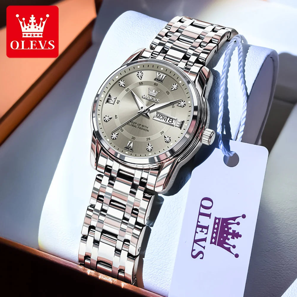 OLEVS 5513 Mens Watch Original Fashion Brand Quartz - Women Silver Grey / Yes