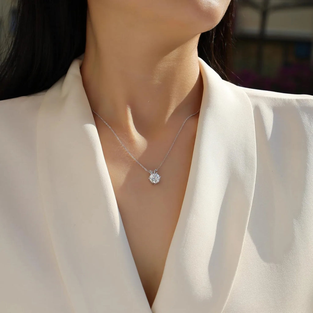 1.0ct-5ct Moissanite Pendant Necklace With Certifi