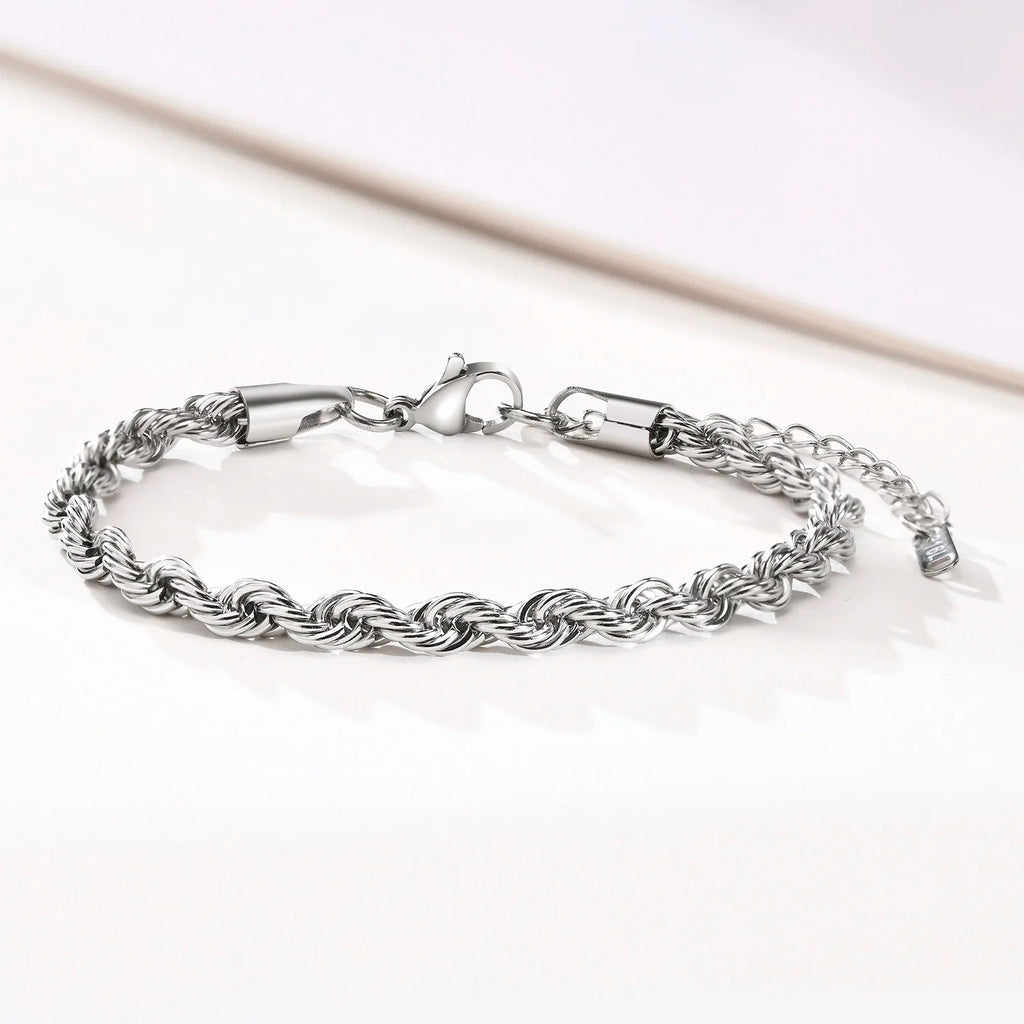 2-5MM Stainless Steel Rope Bracelets for Boys,Adju
