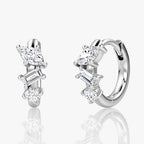 Lnkry 14K Gold Filled Three Stone Huggie Earring - silver color