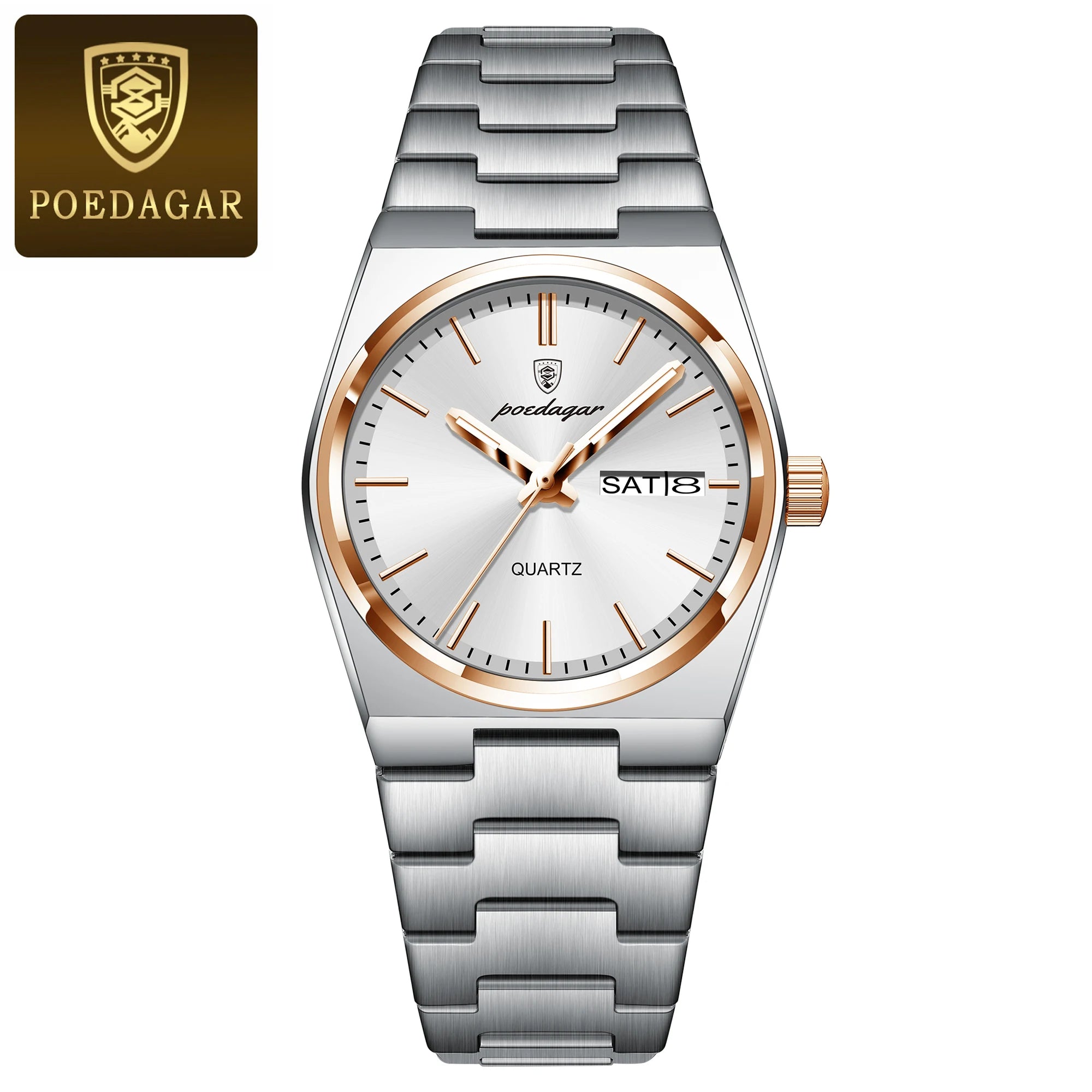 POEDAGAR Top Exquisite Woman Wristwatch Waterproof - 786 Rose Gold White