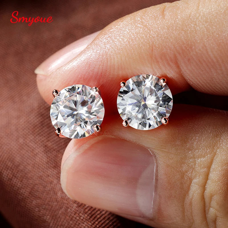Smyoue 18K Plated 0.1-3CT Moissanite Stud Earrings for